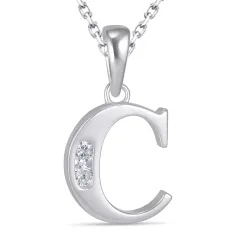 letter c zirkoon ketting in zilver met hanger in zilver - My Letter
