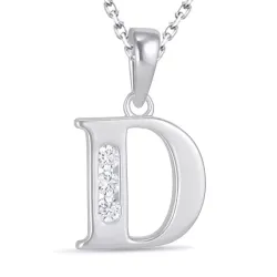 letter d zirkoon ketting in zilver met hanger in zilver - My Letter