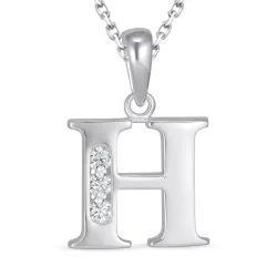 letter h zirkoon ketting in zilver met hanger in zilver - My Letter