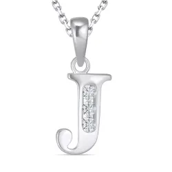 letter j zirkoon ketting in zilver met hanger in zilver - My Letter