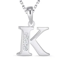 letter k zirkoon ketting in zilver met hanger in zilver - My Letter