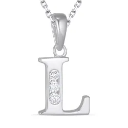 letter l zirkoon ketting in zilver met hanger in zilver - My Letter