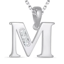 letter m zirkoon ketting in zilver met hanger in zilver - My Letter