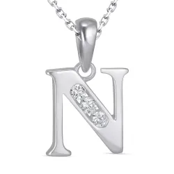 letter n zirkoon ketting in zilver met hanger in zilver - My Letter