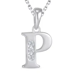 letter p zirkoon ketting in zilver met hanger in zilver - My Letter