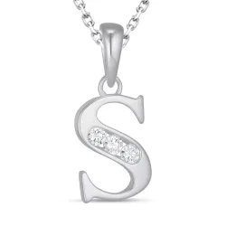 letter s zirkoon ketting in zilver met hanger in zilver - My Letter