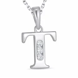 letter t zirkoon ketting in zilver met hanger in zilver - My Letter
