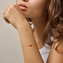 Enamel Amore hart armband in verguld sterlingzilver rode emaille