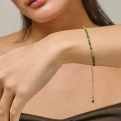 Enamel Petra Khaki armband in verguld sterlingzilver