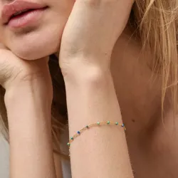 Enamel Lola Atlantic armband in verguld sterlingzilver blauwe emaille