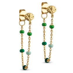 Enamel Lola Spring ketting oorbellen in verguld sterlingzilver groen emaille