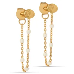 Enamel Lola Daisy Lola Daisy ketting oorbellen in verguld sterlingzilver witte emaille