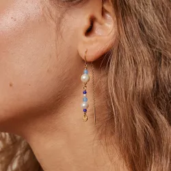 Enamel Sofia blauwe oorhanger in verguld sterlingzilver