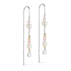 Enamel Sofia roze ketting oorbellen in zilver