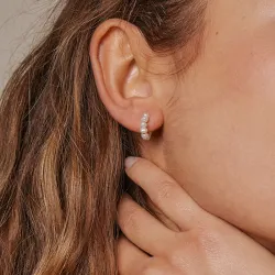 Enamel Pearlie Mini halfcreool in verguld sterlingzilver