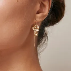 Enamel Kim lange ketting oorbellen in verguld sterlingzilver