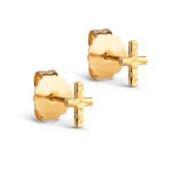 Enamel Protective Cross oorsteker in verguld sterlingzilver