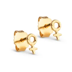 Enamel Feminine Power oorsteker in verguld sterlingzilver