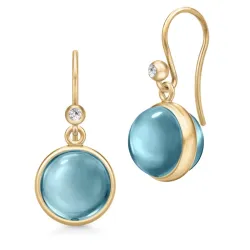 Julie Sandlau Prime blauwe oorbellen in verguld sterlingzilver blauwe kristal witte zirkoon