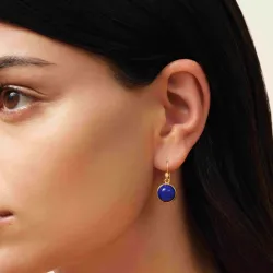Julie Sandlau Prime blauwe lapis kristal oorbellen in verguld sterlingzilver donkerblauw kristal witte kristal