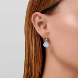 Julie Sandlau lichtblauwe kristal oorbellen in verguld sterlingzilver lichtblauwe kristal witte zirkoon