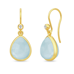 Julie Sandlau Paloma oorbellen in verguld sterlingzilver blauwe kristal witte zirkoon