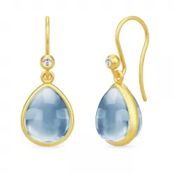 Julie Sandlau Paloma oorbellen in verguld sterlingzilver blauwe kristal witte zirkoon