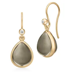 Julie Sandlau Paloma oorbellen in verguld sterlingzilver bruin kristal witte zirkoon