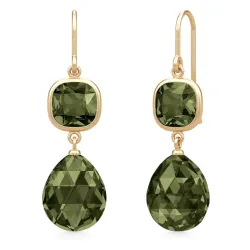 Julie Sandlau Olivia oorbellen in verguld sterlingzilver groen kristal witte zirkoon