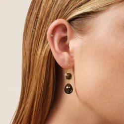 Julie Sandlau Olivia oorbellen in verguld sterlingzilver groen kristal witte zirkoon