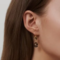 Julie Sandlau Olivia zwart kristal oorbellen in verguld sterlingzilver