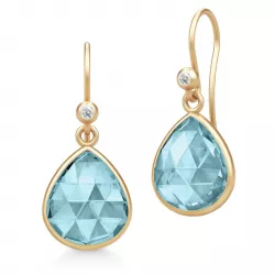 Julie Sandlau Lea druppelvormig blauwe kristal oorbellen in verguld sterlingzilver blauwe kristal witte zirkoon