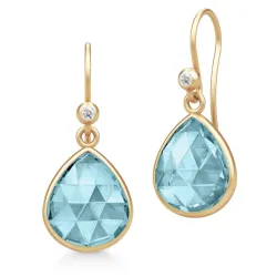 Julie Sandlau Lea oorbellen in verguld sterlingzilver blauwe kristal witte zirkoon