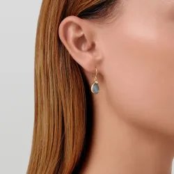 Julie Sandlau Leela oorbellen in verguld sterlingzilver blauwe kristal witte zirkoon