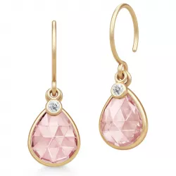Julie Sandlau Leela oorbellen in verguld sterlingzilver roze kristal witte zirkoon