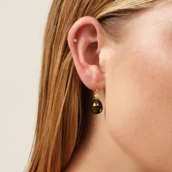 Julie Sandlau Ofelia oorbellen in verguld sterlingzilver groen kristal witte zirkoon