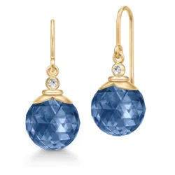 Julie Sandlau Berry blauwe oorbellen in verguld sterlingzilver blauwe kristal witte zirkoon