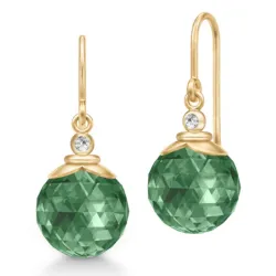 Julie Sandlau Berry groene oorbellen in verguld sterlingzilver groen kristal witte zirkoon
