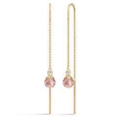 Julie Sandlau Berry roze ketting oorbellen in verguld sterlingzilver roze kristal witte zirkoon