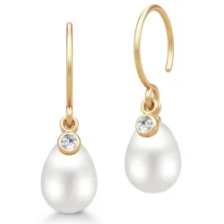 Julie Sandlau June oorbellen in verguld sterlingzilver witte zirkoon