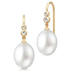 Julie Sandlau Perla oorbellen in verguld sterlingzilver witte zirkoon