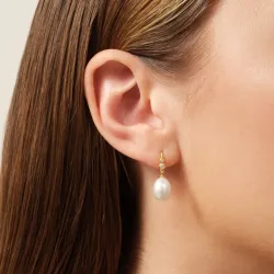 Julie Sandlau Perla oorbellen in verguld sterlingzilver witte zirkoon