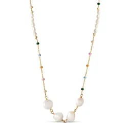 Enamel Lola Perla ketting in verguld sterlingzilver veelkleurig emaille