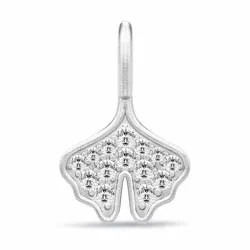 Julie Sandlau Ginkgo blad zirkoon hanger in satijn gerodineerd sterling zilver witte zirkoon