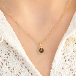 Julie Sandlau Berry Small blauwe hanger in verguld sterlingzilver blauwe kristal