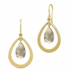 Julie Sandlau Prime droplet oorbellen in verguld sterlingzilver grijs kristal