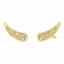 Julie sandlau veer zirkoon oorbellen in verguld sterlingzilver witte zirkoon