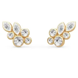 Julie Sandlau White Wisteria oorbellen in verguld sterlingzilver witte zirkoon