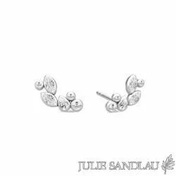 Julie Sandlau Treasure bloem oorbellen in satijn gerodineerd sterling zilver witte zirkoon