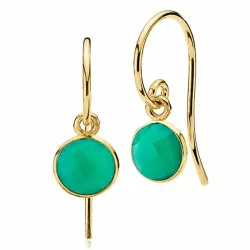 Izabel Camille Prima Donna small rond groene onyx oorbellen in verguld sterlingzilver groen onyx